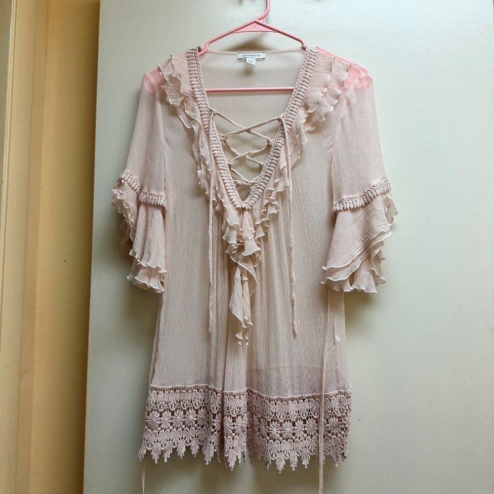 Boston Proper Elegant Sheer Tie Back Blouse